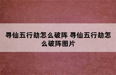 寻仙五行劫怎么破阵 寻仙五行劫怎么破阵图片